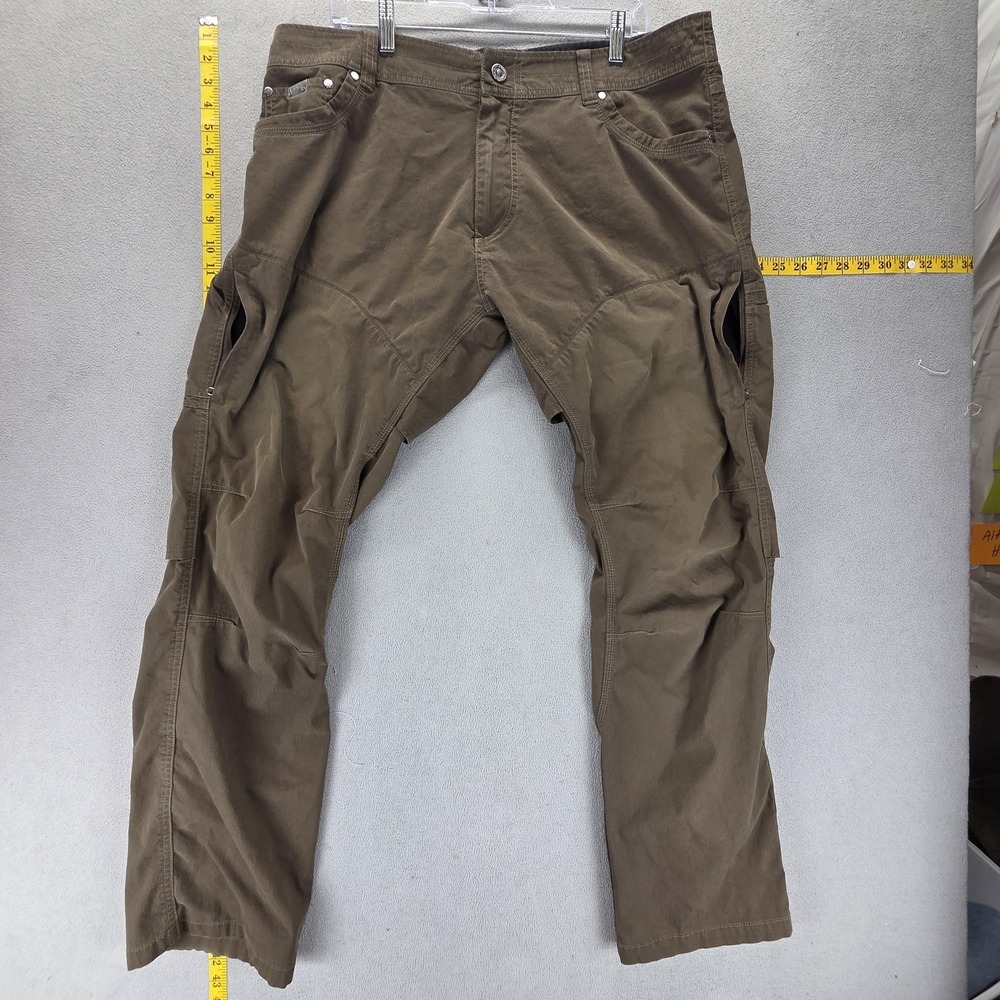 Kuhl Pants Mens 38x32 Brown Cargo Canvas Hiking Outdoor Vented Knees Workwear